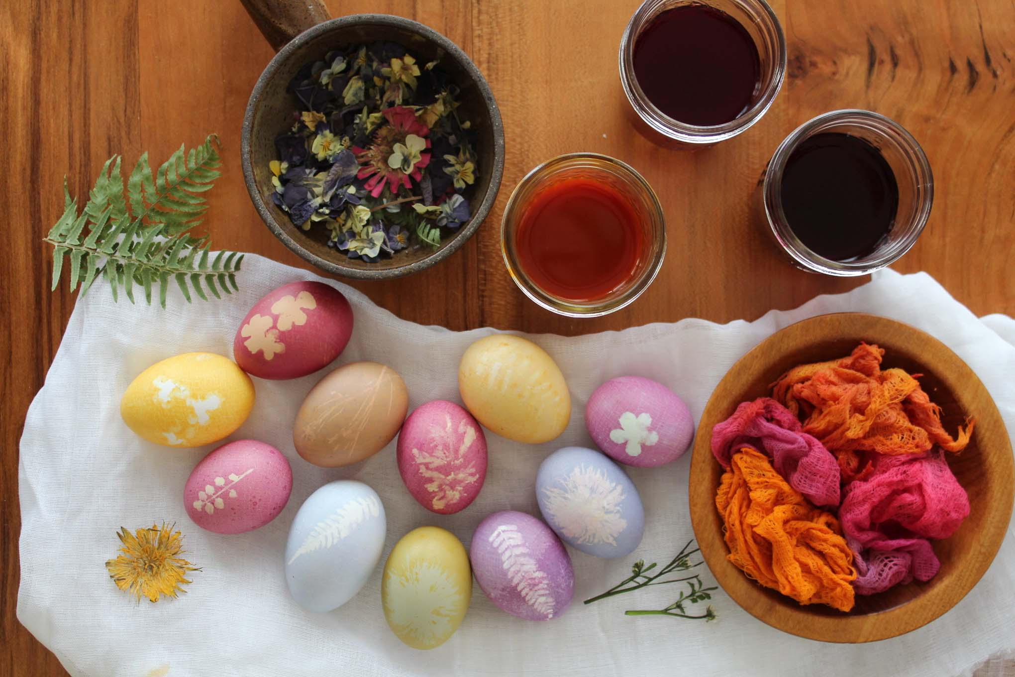 Naturally dyed floral print Easter eggs