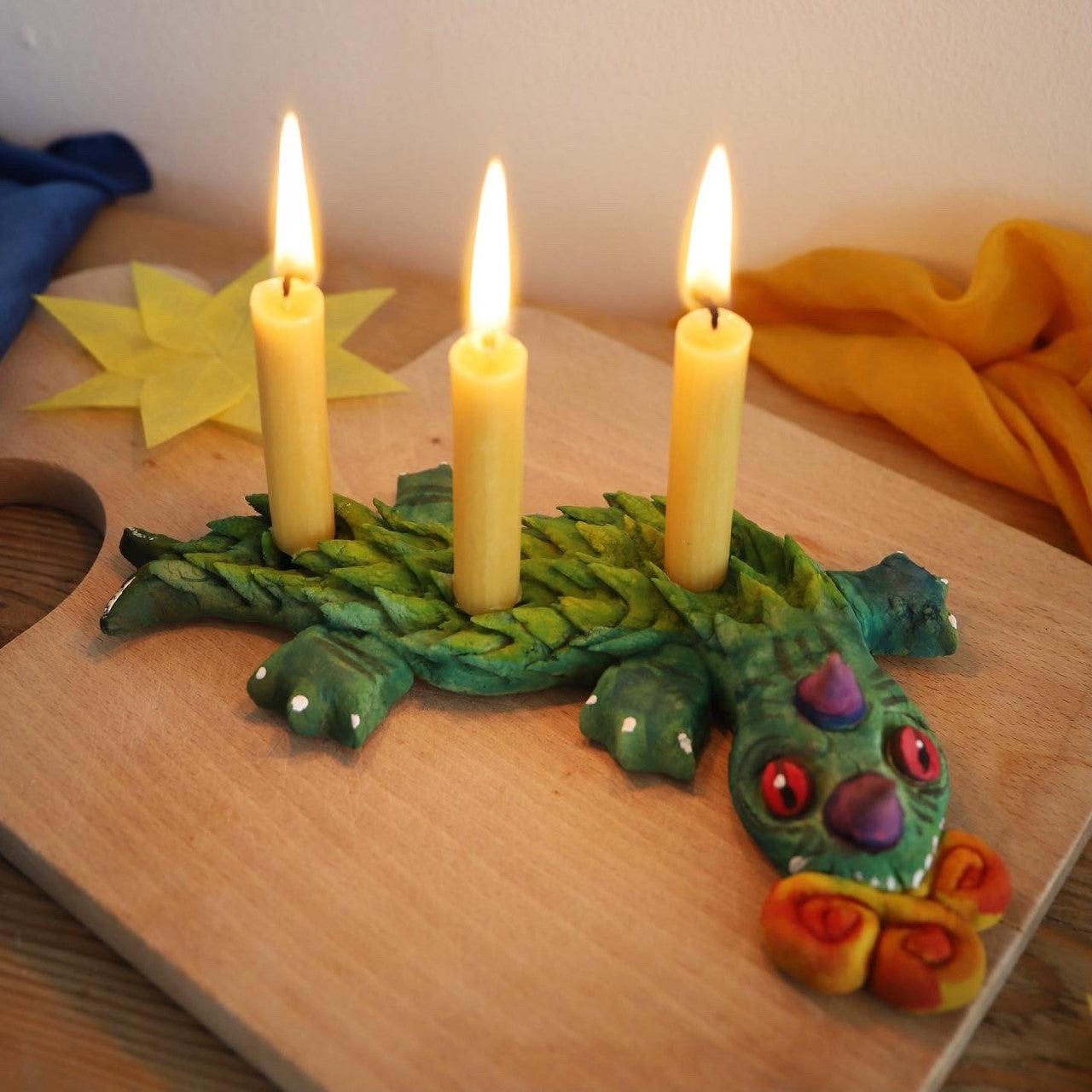 Salt Dough Dragon Candle Holder