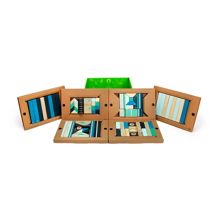 Tegu - 130-Piece Classroom Kit <br>Magnetic Wooden Blocks <br>Bulk Pack - Bella Luna Toys