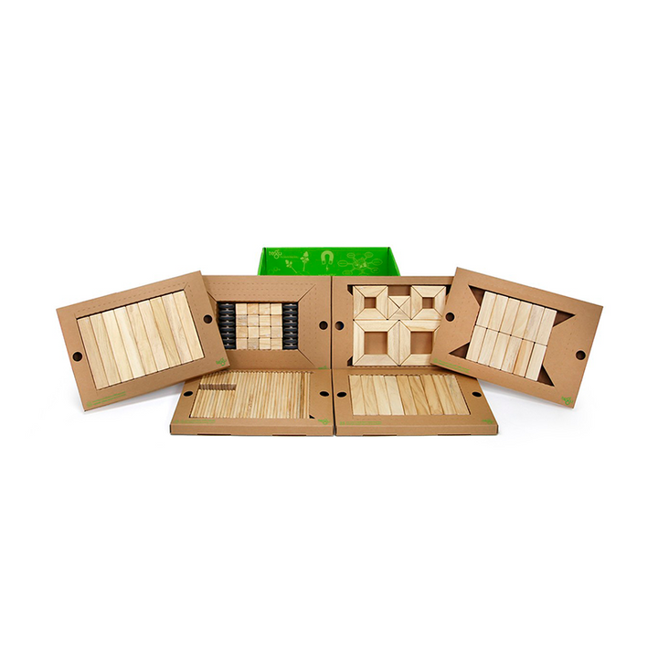 Tegu - 130-Piece Classroom Kit <br>Magnetic Wooden Blocks <br>Bulk Pack - Bella Luna Toys