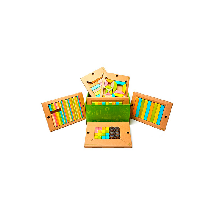 Tegu - 130-Piece Classroom Kit <br>Magnetic Wooden Blocks <br>Bulk Pack - Bella Luna Toys