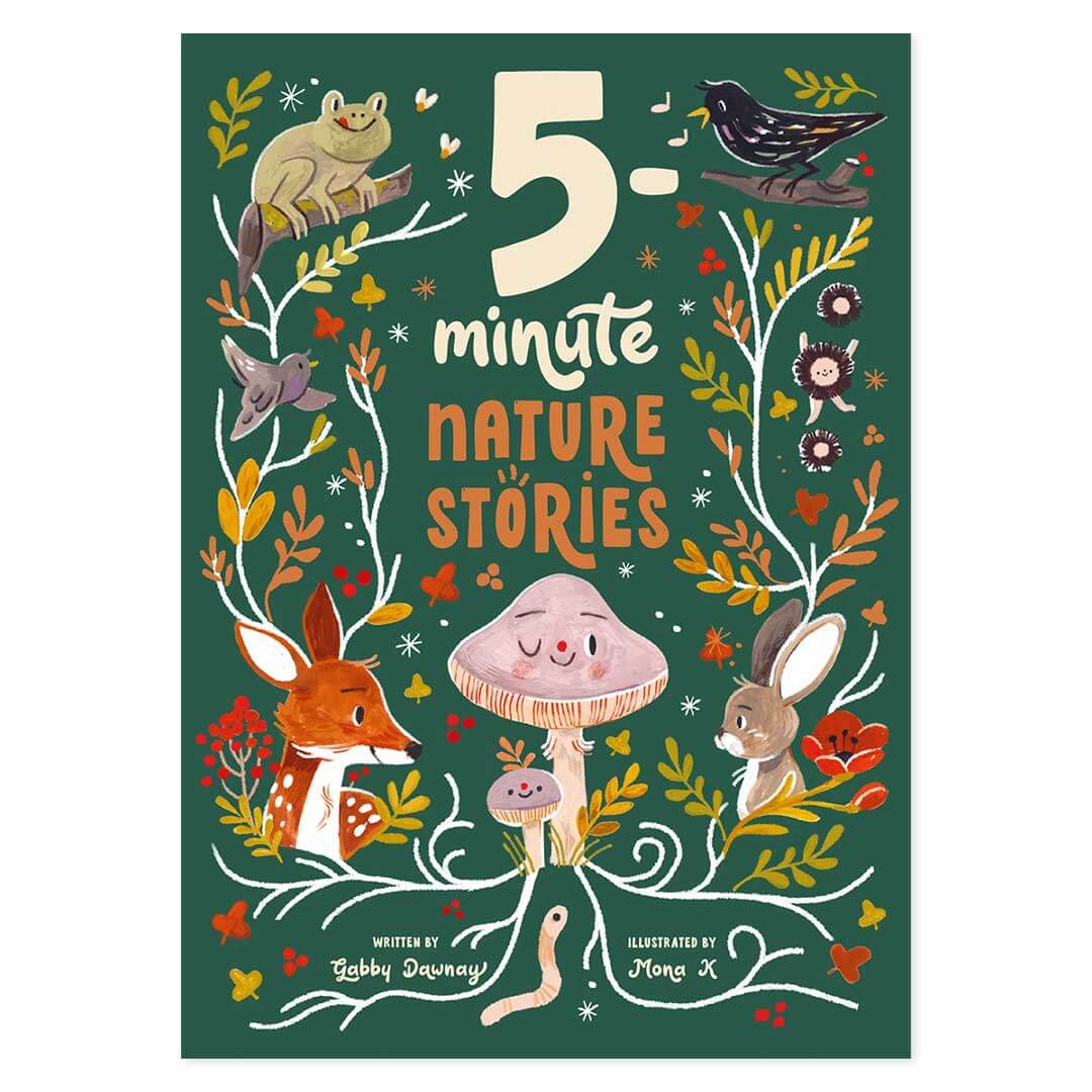 5 Minute Nature Stories book cover with illustrated woodland nature scene