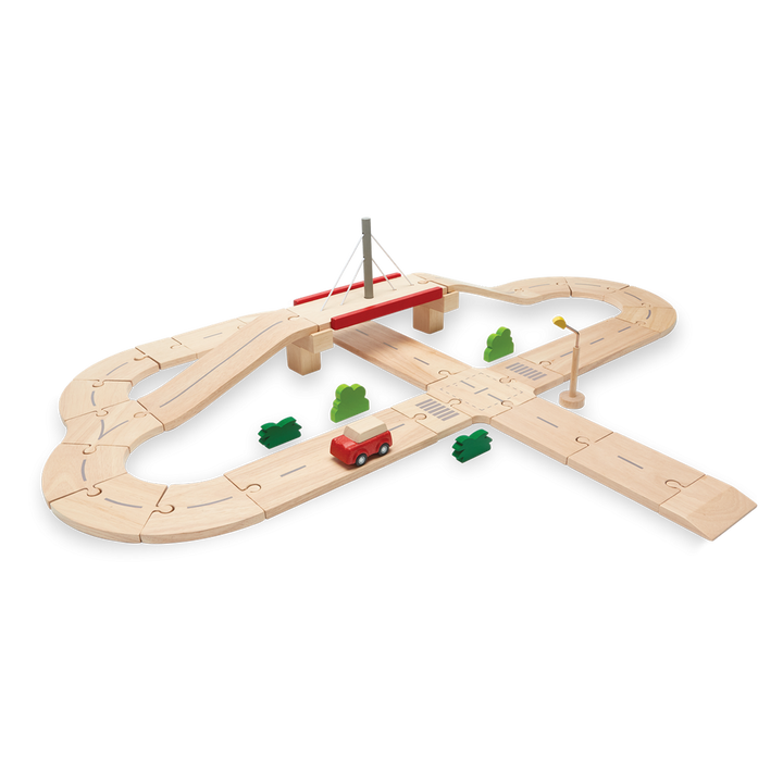 PlanToys - Wooden Road System Play Set