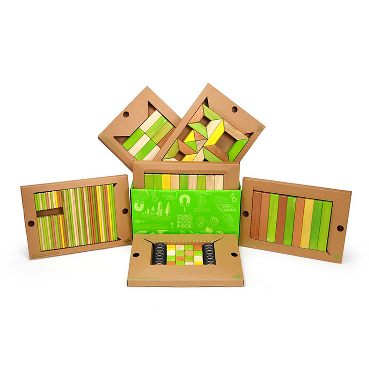 Tegu - 130-Piece Classroom Kit <br>Magnetic Wooden Blocks <br>Bulk Pack - Bella Luna Toys