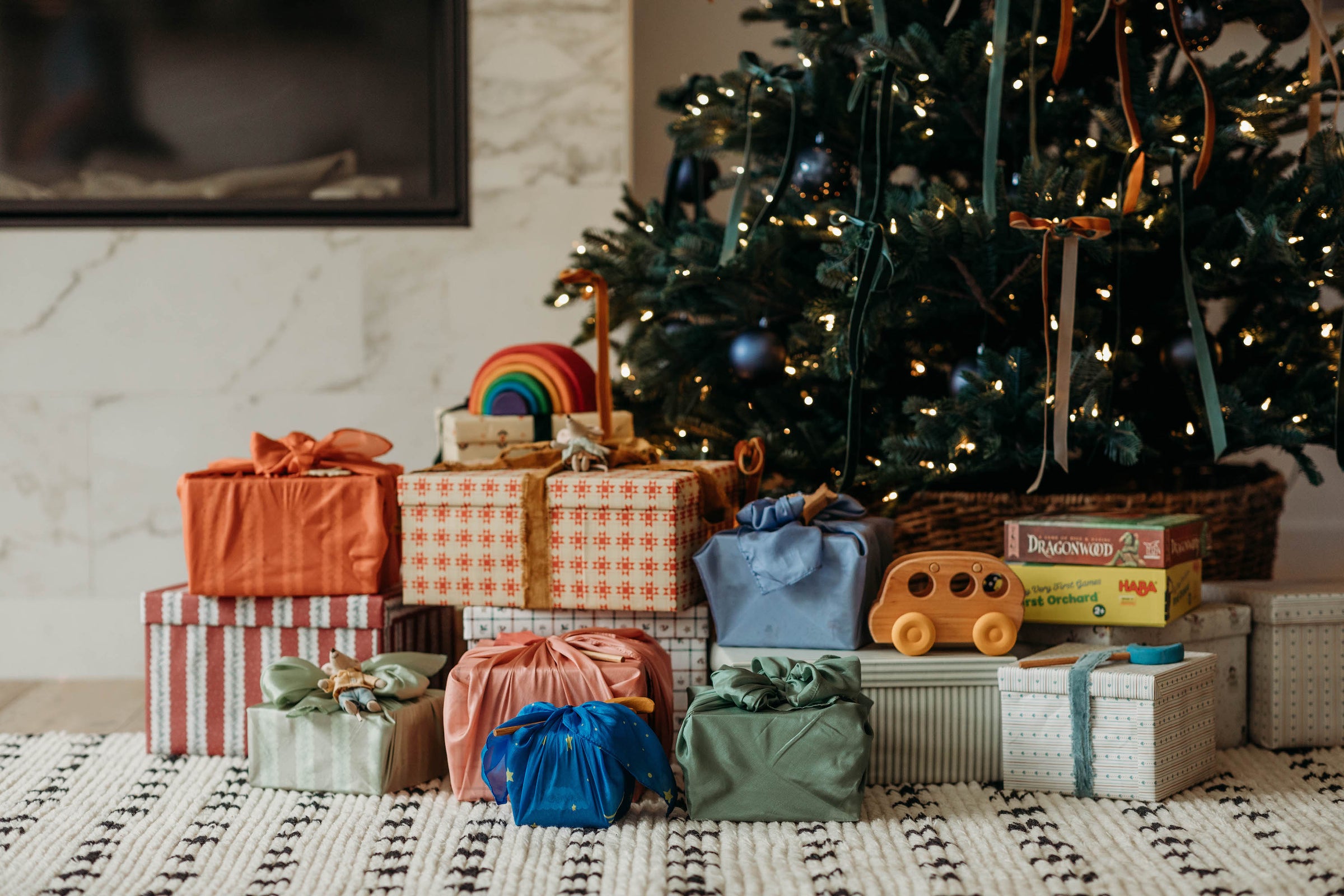 Presents under a Christmas tree