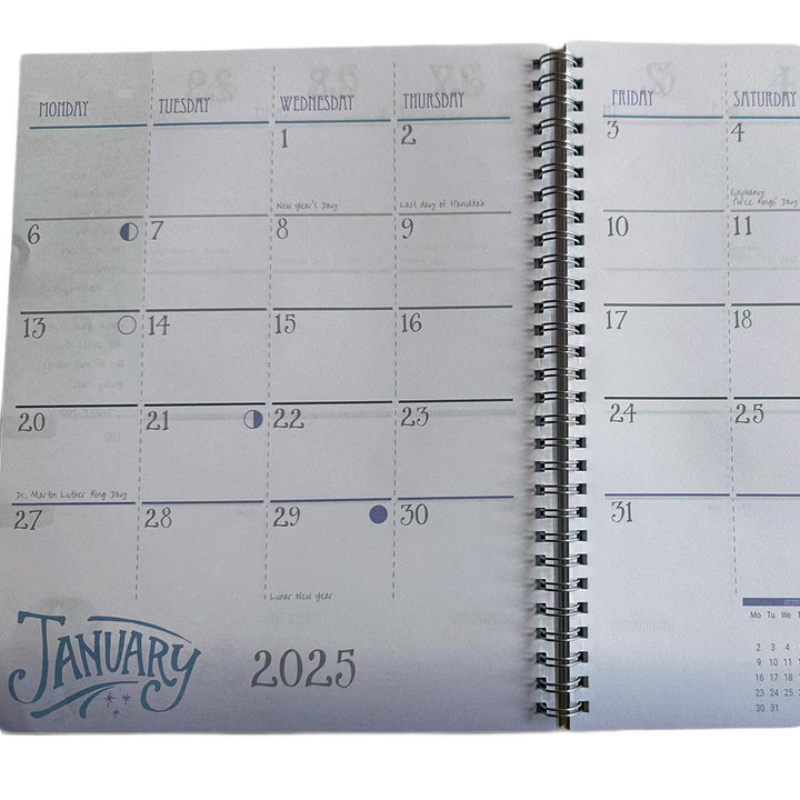 January monthly view with holidays marked