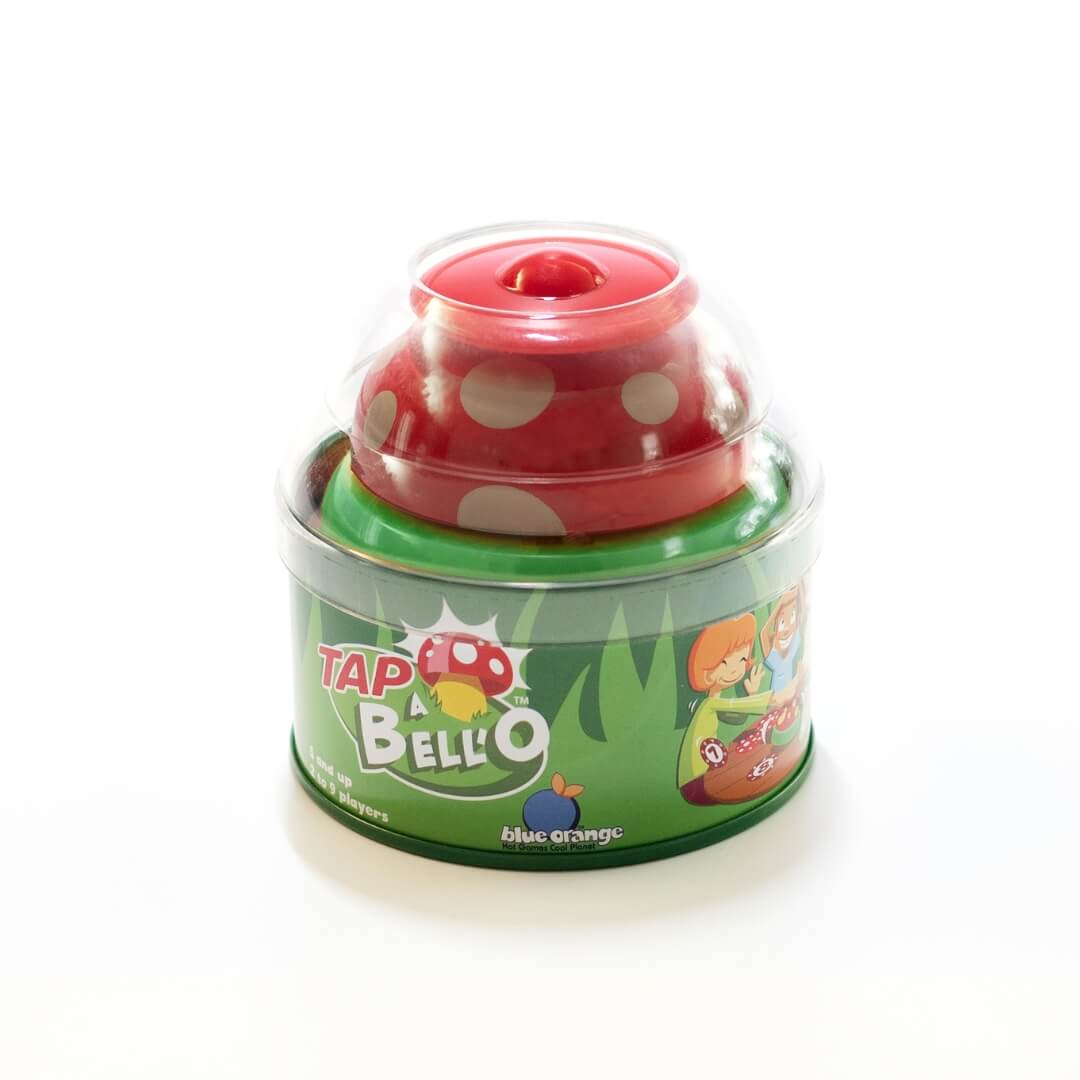 Mushroom themed tin can for the Tap-A-Bello game.