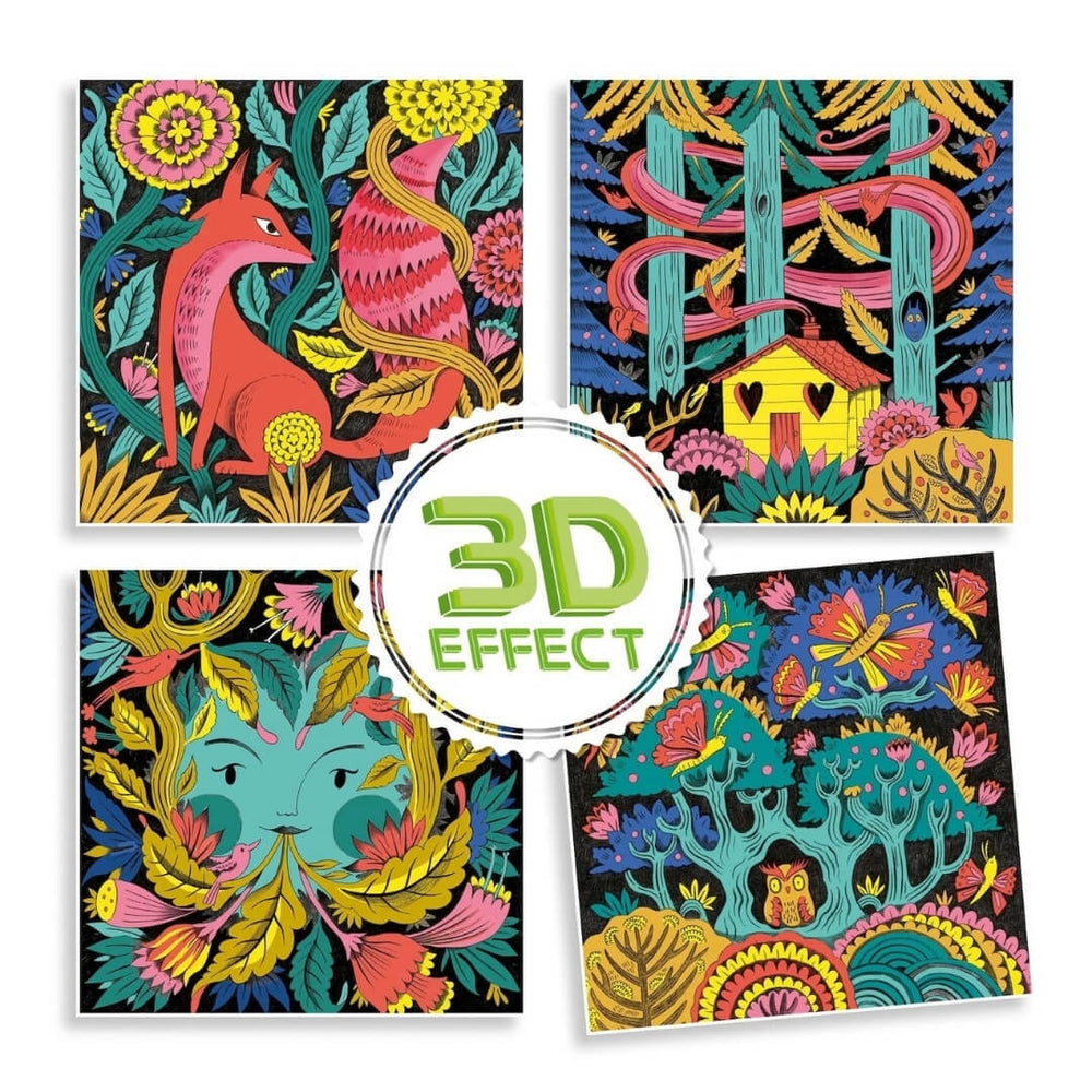 Finished work from the Fantasy Forest 3D coloring kit from Djeco.