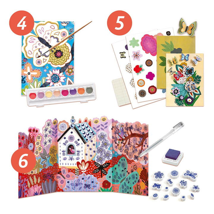 Crafts 4-6 in Djeco Multi-Activity Flower Creativity Kit