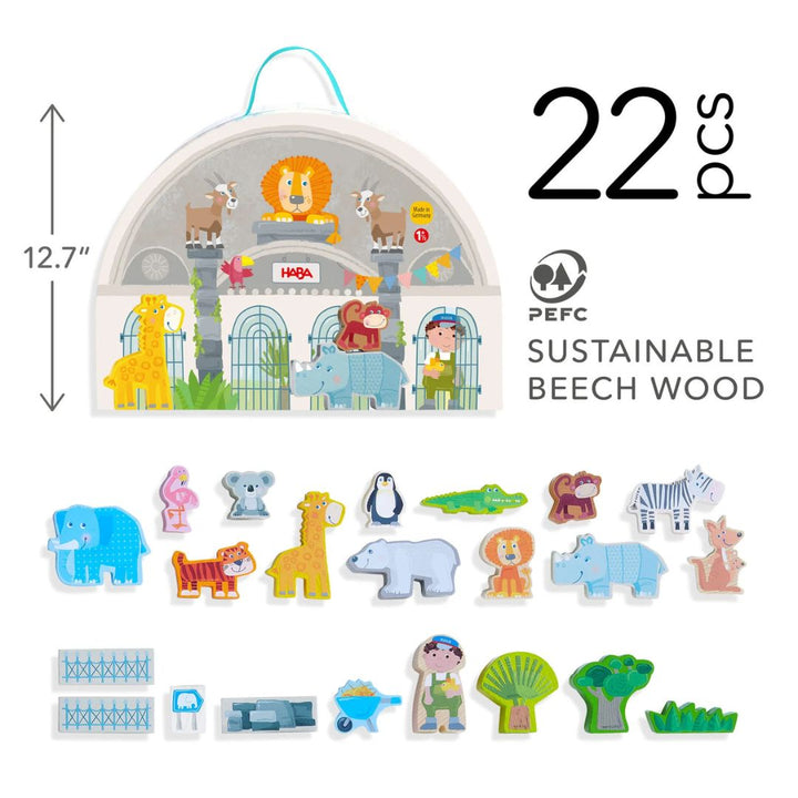 HABA Play World at the Zoo Set- Zoo inspired wooden figurines- Bella Luna Toys