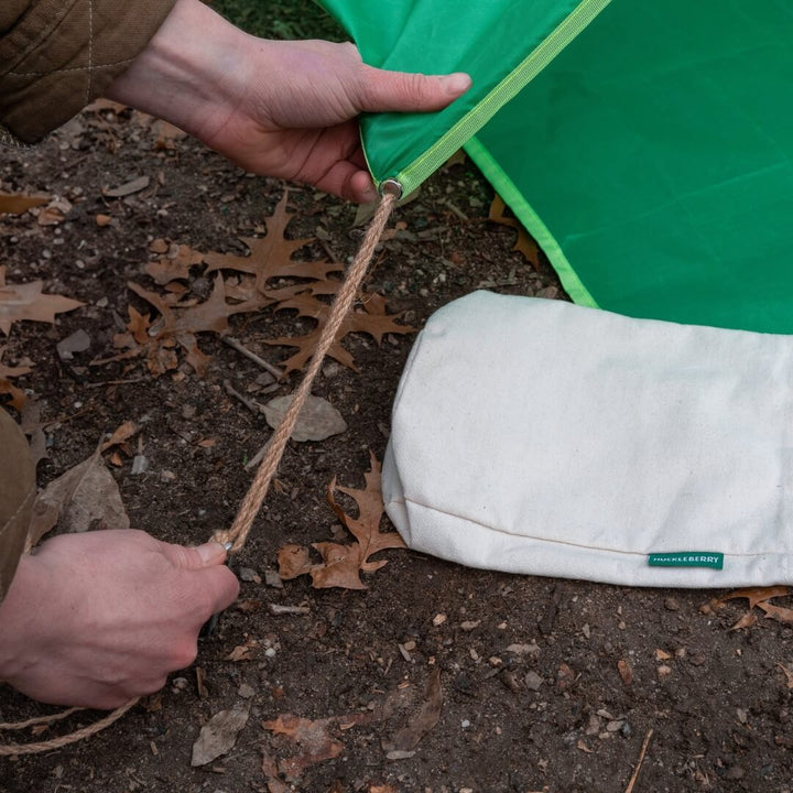 Setting up the Huckleberry Hideaway Tent.