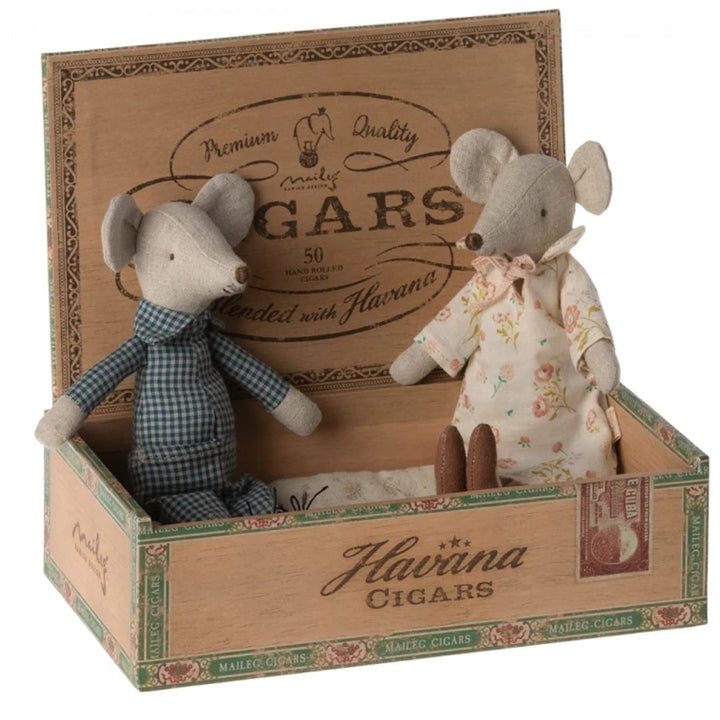 Maileg Grandma and Grandpa Mice in Cigar Box- Stuffed Animals- Bella Luna Toys