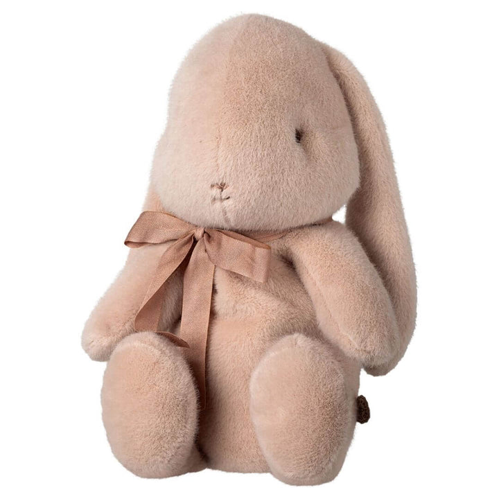 Maileg Medium Plush Bunny in Light Powder – an irresistibly soft stuffed bunny with floppy ears, embroidered features, and a charming pink bow. A perfect Easter or nursery companion.