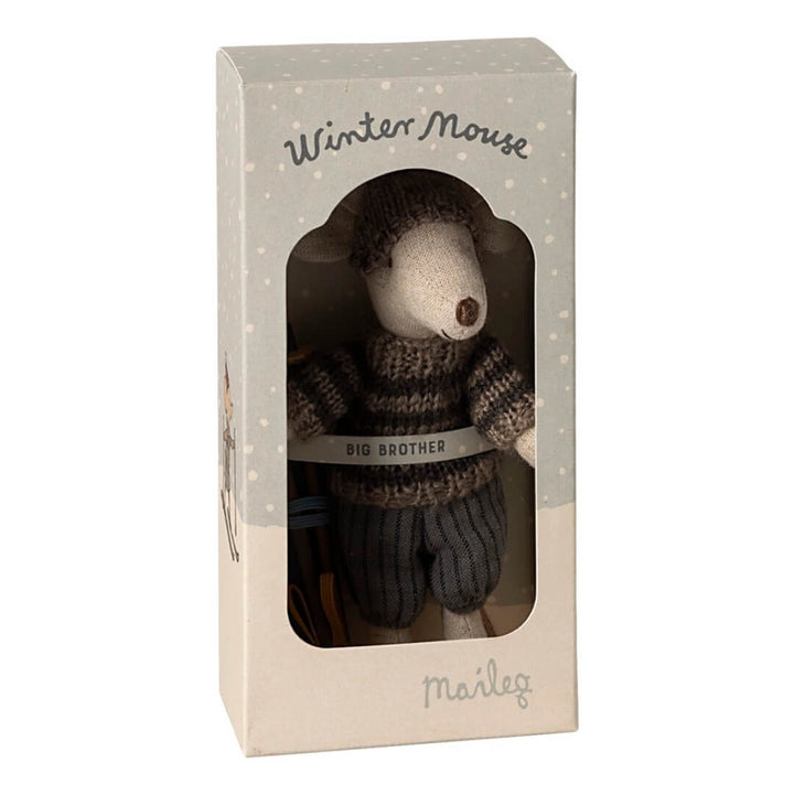 Maileg Big Brother Winter Ski Mouse in box.