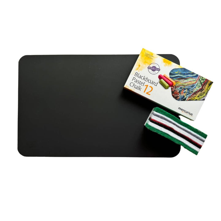 Waldorf chalkboard and eraser set with pastel chalk