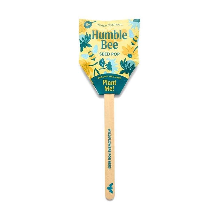 The HUmble Bee Seed Pop with wildflower seeds, ready to plant in pots or gardens to  attract bees. A fun, eco-friendly way to support pollinators and brighten outdoor spaces.