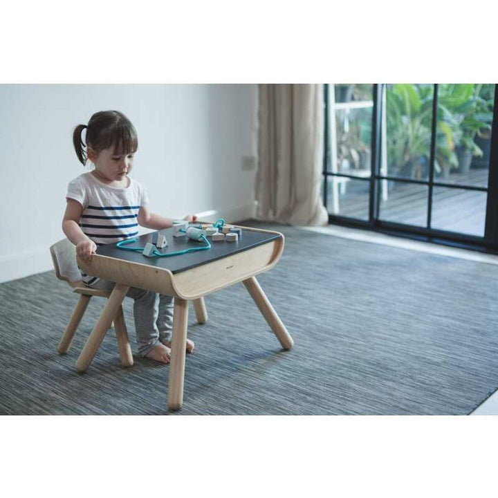 Plan Toys - Wooden Chalkboard Table and Chair - Bella Luna Toys