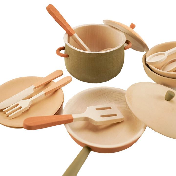 Sabo Tableware Set Herbal- Wooden Toy Play Food- Bella Luna Toys