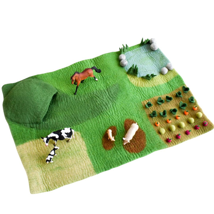 Tara Treasures Large Farm Playscape- Playmat- Bella Luna Toys