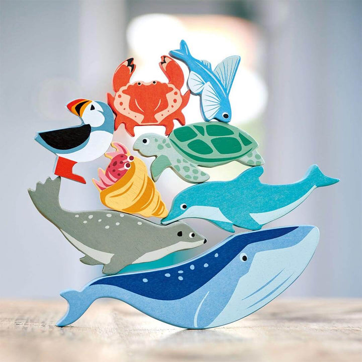 Tender Leaf Toys Wooden Coastal Animal Figures stacked