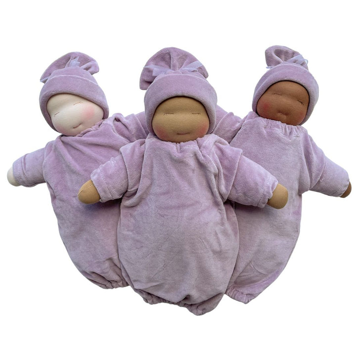 Little Heavy Baby weighted Waldorf Doll - Lilac bunting - 3 skin tones