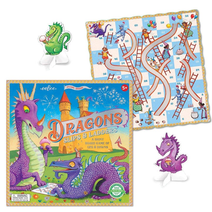 eeBoo Dragons Slips & Ladders - Board and Pieces - Bella Luna Toys