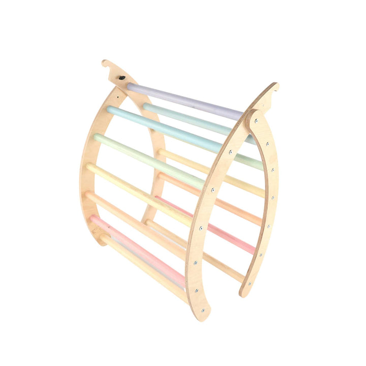 Sawdust & Rainbows -  Finn Pikler Wooden Climbing Frame - Pastel - Folded - Bella Luna Toys