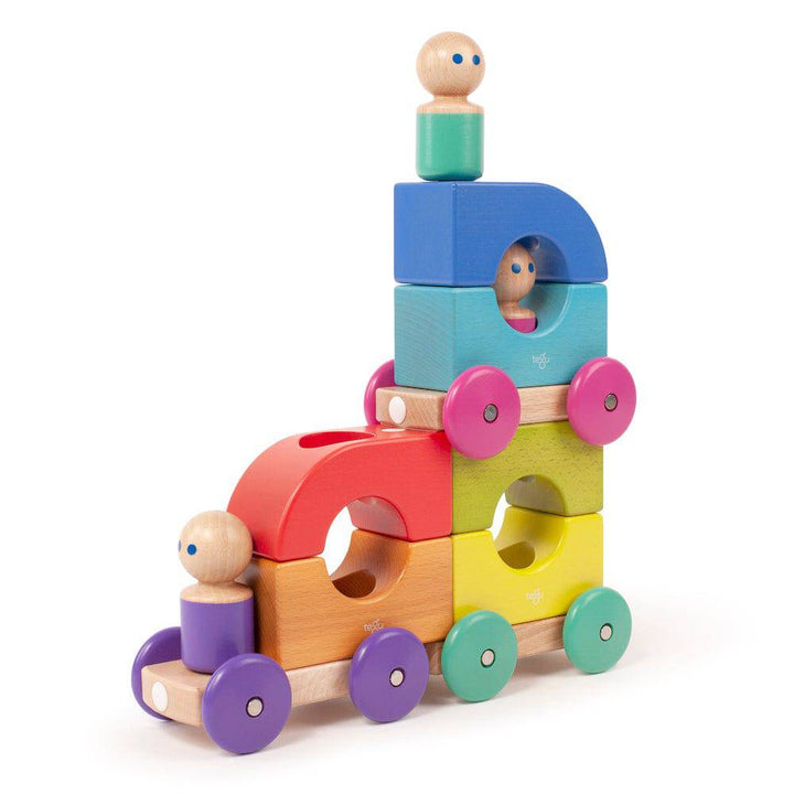 Wooden Magnetic Tram Stacked - Tegu - Bella Luna Toys