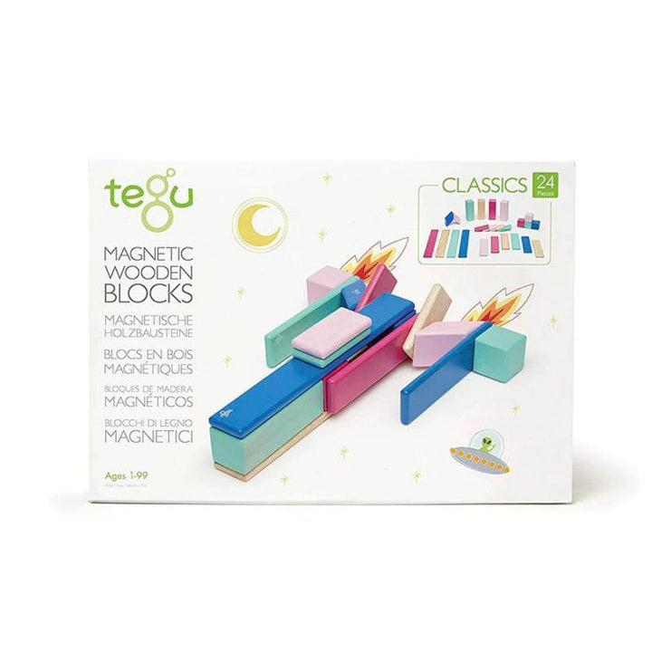 Tegu - 24 pc wooden magnetic blocks - Blossom