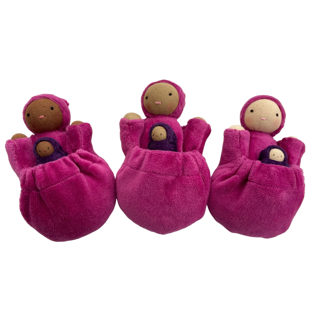 Fairshadow- Raspberry Pink Pocket Mama Doll- Waldorf- Bella Luna Toys