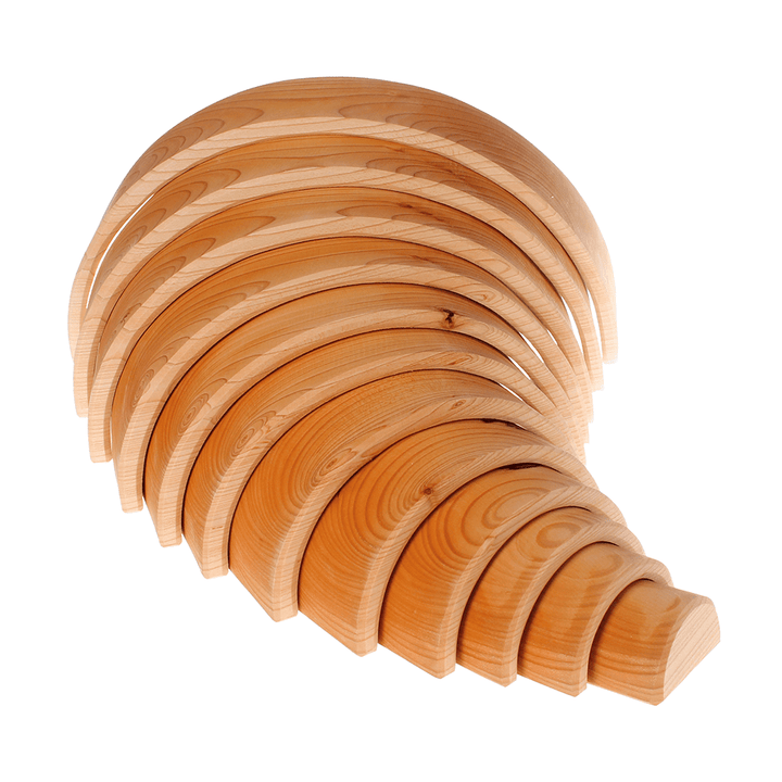 Grimm's Spiel & Holz - Large Wooden Natural Rainbow Tunnel - Twelve Piece