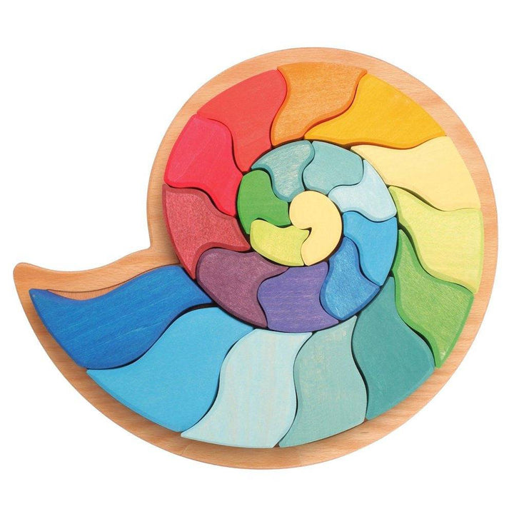 Grimm's Large Ammonite Snail - Wooden Puzzle Blocks