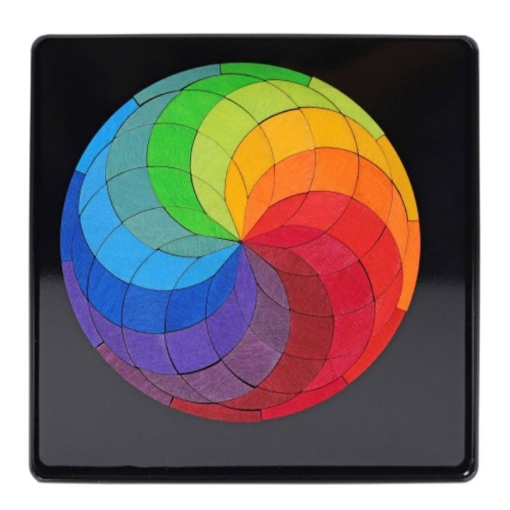 Grimm's Spiel & Holz - Magnetic Wooden Tile Puzzle - Rainbow Wheel - Bella Luna Toys