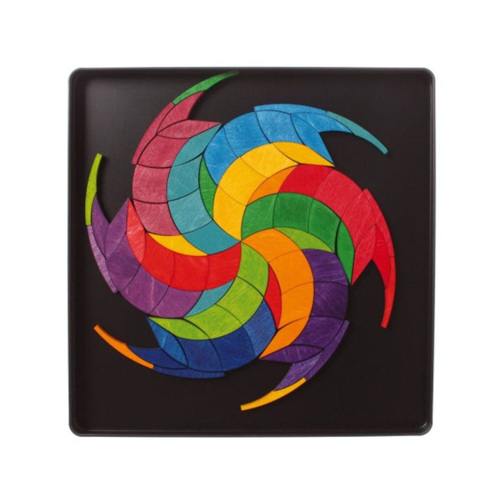 Grimm's Spiel & Holz - Magnetic Wooden Tile Puzzle - Rainbow Wheel - Bella Luna Toys