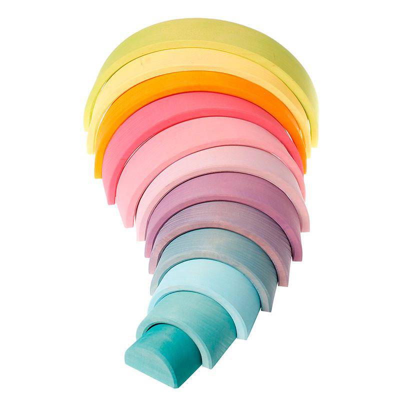 Grimms Wooden Rainbow Tunnel, Pastel, 12 Piece