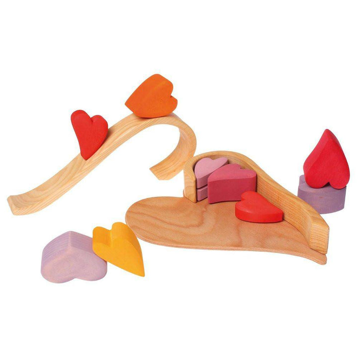 Grimm's Wooden Heart Blocks, Red