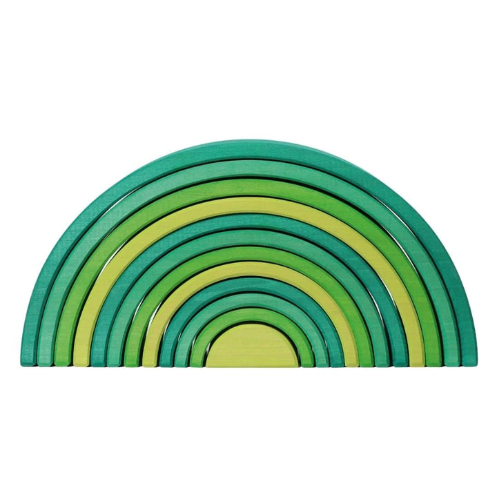 Grimm's Wooden Rainbow Forest Green Tunnel - 12 Piece