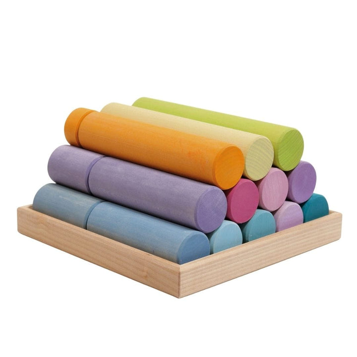 Grimm's Spiel & Holz - Large Wooden Building Rollers - Assorted Colors - Bella Luna Toys