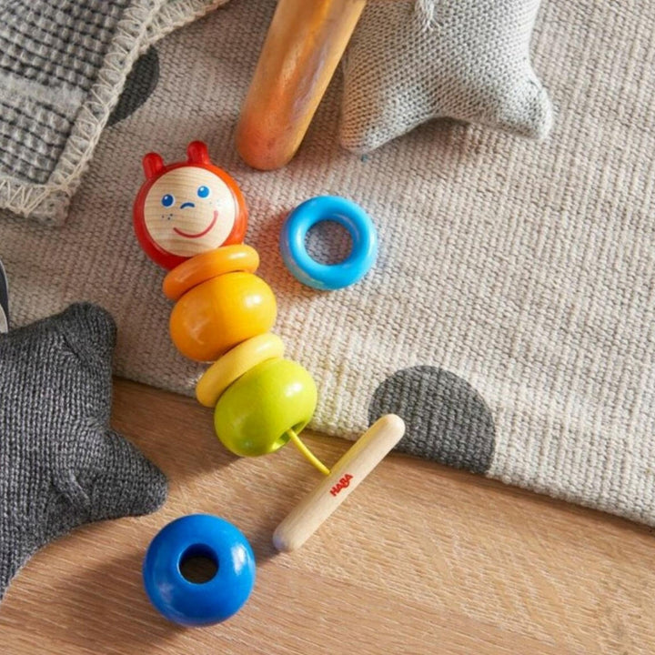 HABA Caterpillar Wooden Threading Toy - Baby Activity Toys - Bella Luna Toys