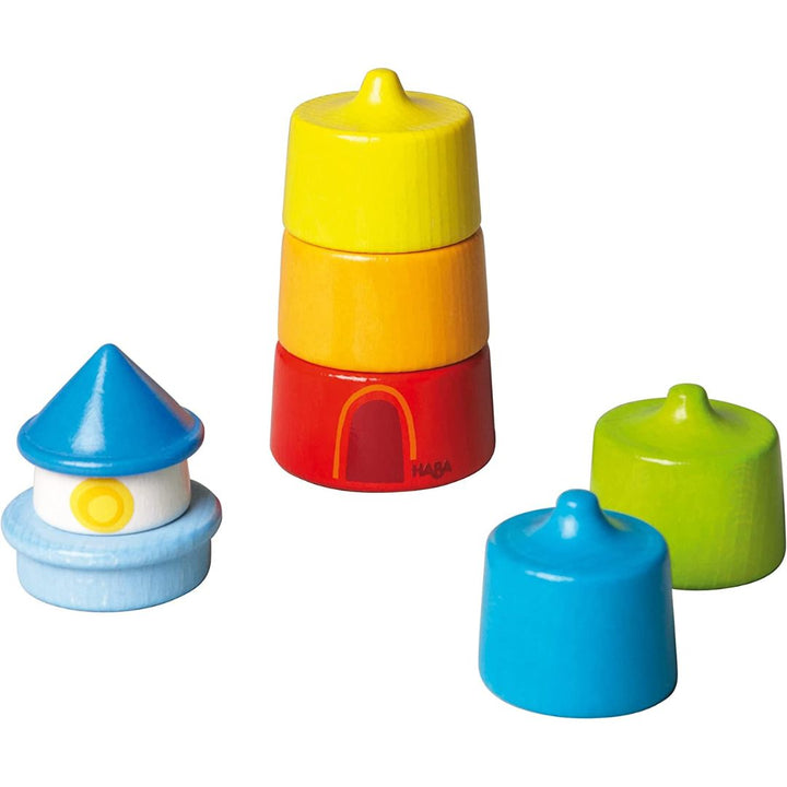 Rainbow colored wooden children's toy lighthouse by HABA- Bella Luna Toys