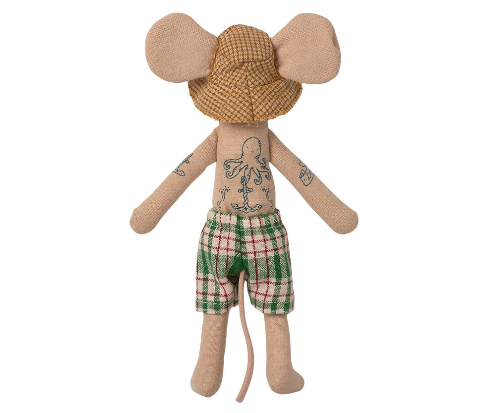 Maileg Dad Mouse in a "Cabin de Plage" Cabana - Stuffed Animals - Bella Luna Toys