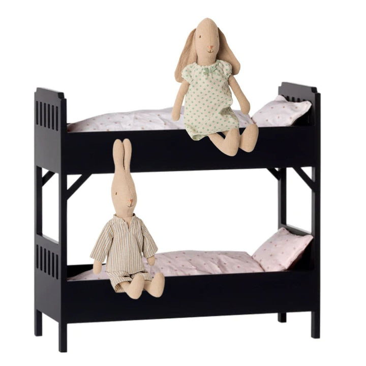 Maileg Modern Black Bunkbed with Two Bunnies -  -  Bella Luna Toys