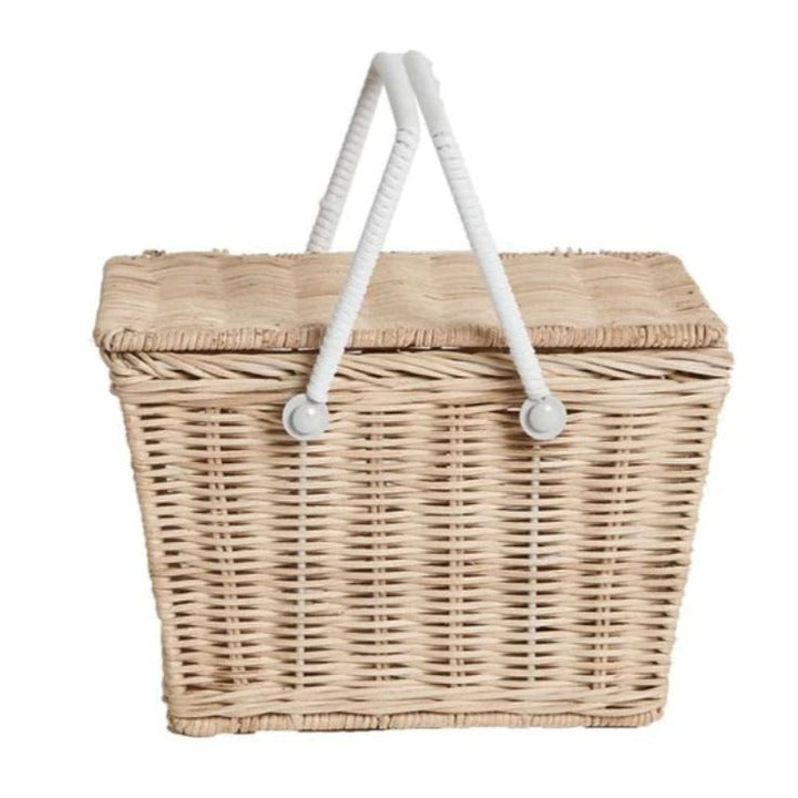 Olli Ella Piki Rattan Picnic Basket - Straw colored picnic basket- Baskets - Oompa Toys