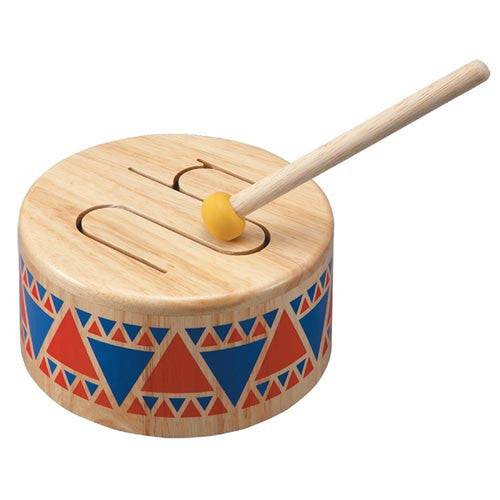 Plan Toys Solid Drum, Wooden Toy Drum