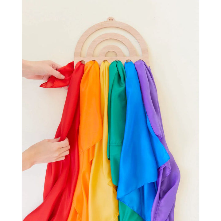 Sarah's Silks- Wooden Toys Rainbow Playsilk Display- Bella Luna Toys