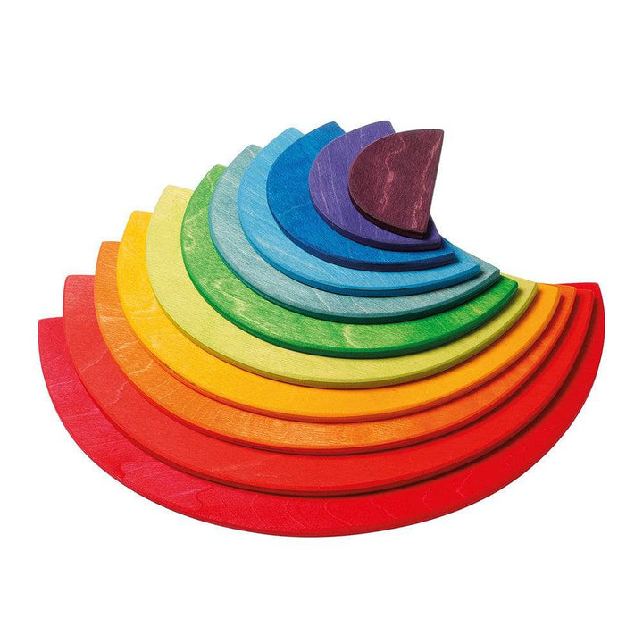 Grimm's Wooden Semicircle Half-Rounds Platform Building Set - Rainbow