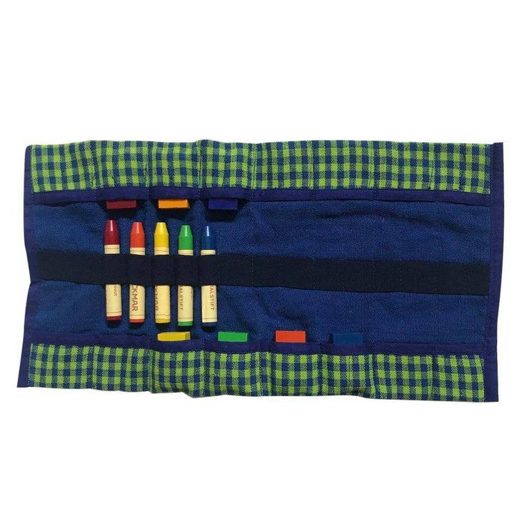 Crayon Roll - Green Gingham - Bella Luna Toys