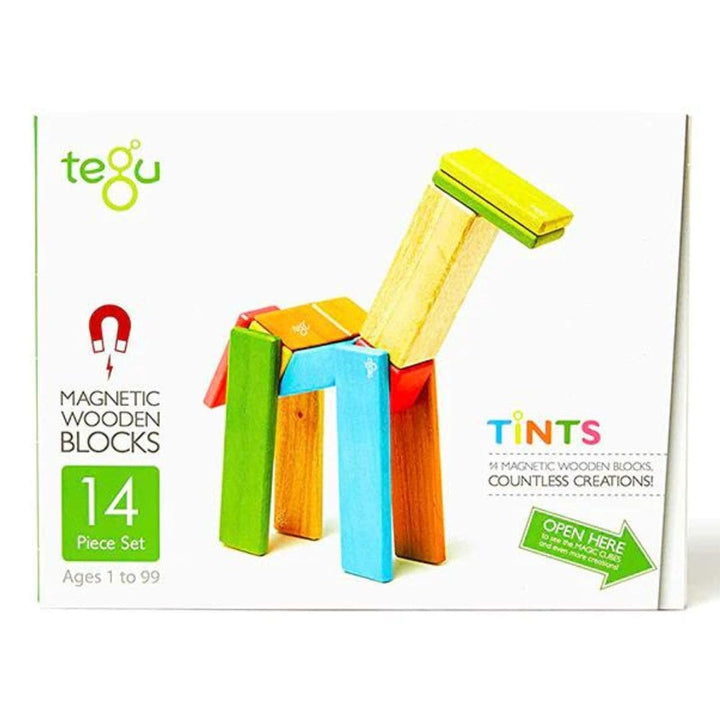 Tegu - 14 piece magnetic wooden blocks set - Tints