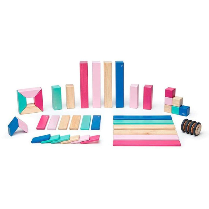 Tegu - 42 piece wooden magnetic blocks - blossom