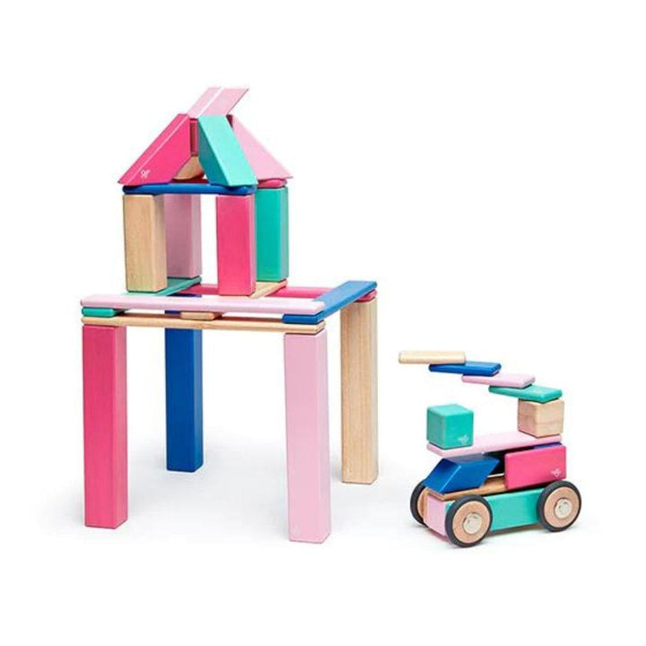 Tegu - 42 piece wooden magnetic blocks - blossom